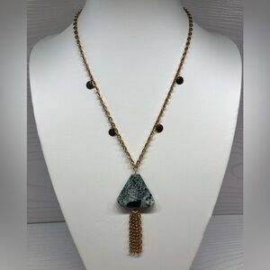 ✨Handmade Necklace w/ Yellow Turquoise Stone Pendant & Tassel